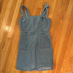 Japan 100% Cotton Denim Ruffle Strap Dress
